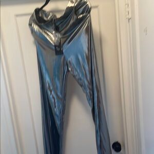 Shiny Silver Metallic Pants